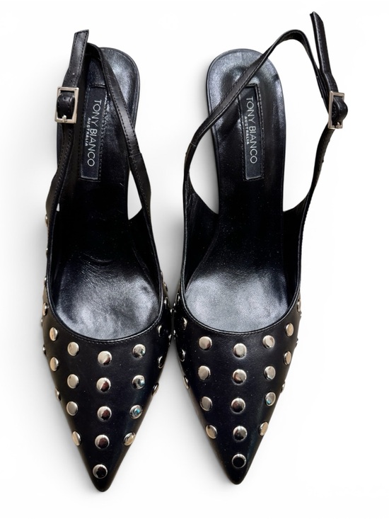 Tony Bianco Shoes - Tony Bianco Black Pointed Slingback Pumps with Silver Studs